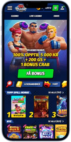 BigClash Casino vellykket opprettet konto med automatisk omdirigering til hovedsiden