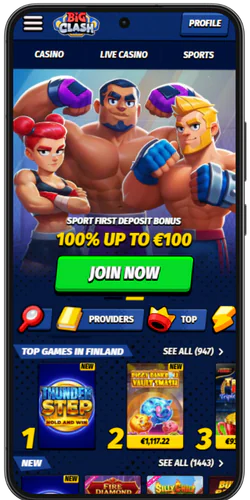 BigClash main page after successful account authorization
