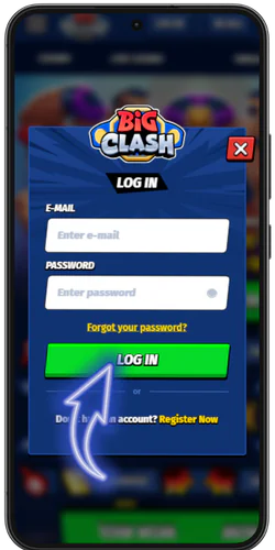 BigClash sign in confirmation button on the login page